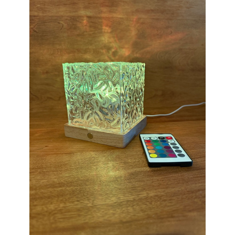 Wave projection lamp mood light wood base & Remote multi color yoga meditation